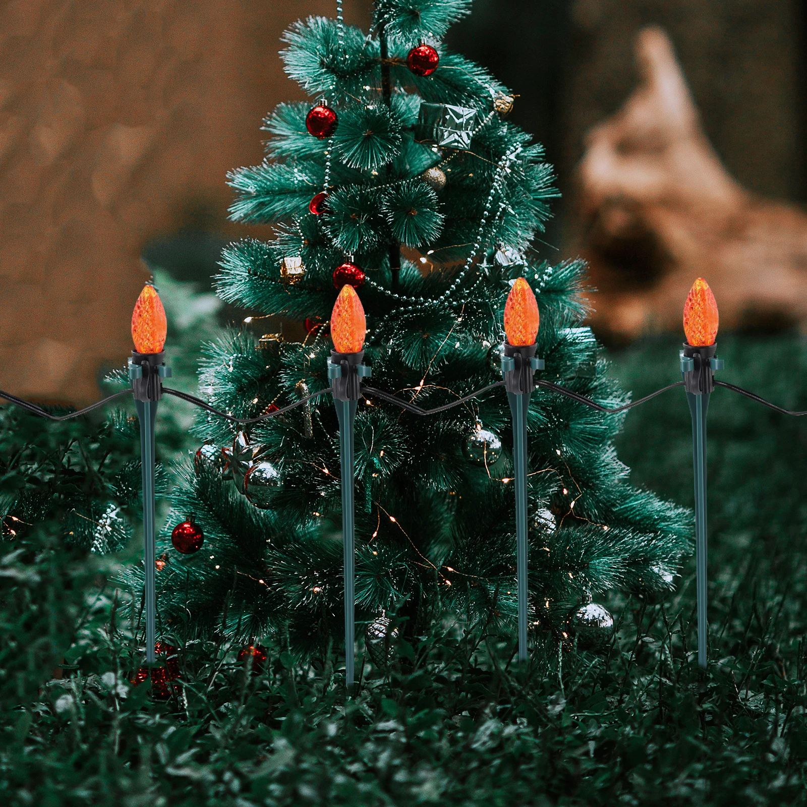 

Christmas Light Stakes Plastic Ground for Decorations Garden Replacement Lights Spikes Landscape Path Lawn
