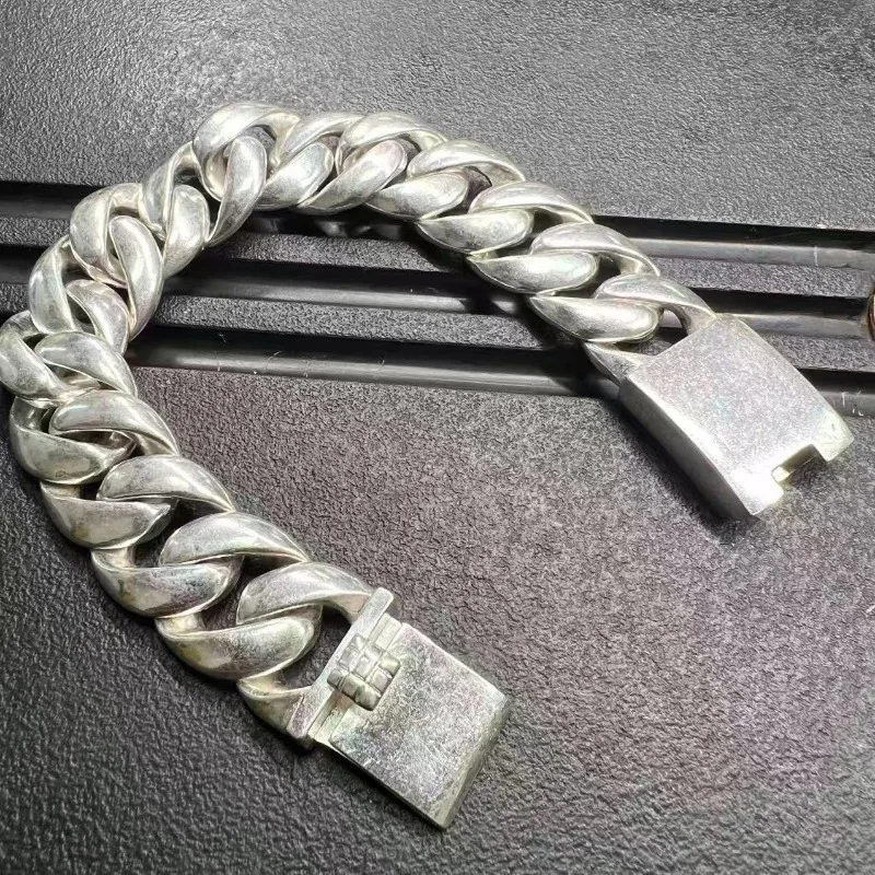 116G Net Weight Hot Handmade Tibetan Silver Cuban Bracelet Lucky Wealth Transfer Unisex Ethnic Fashion Hand Jewelry
