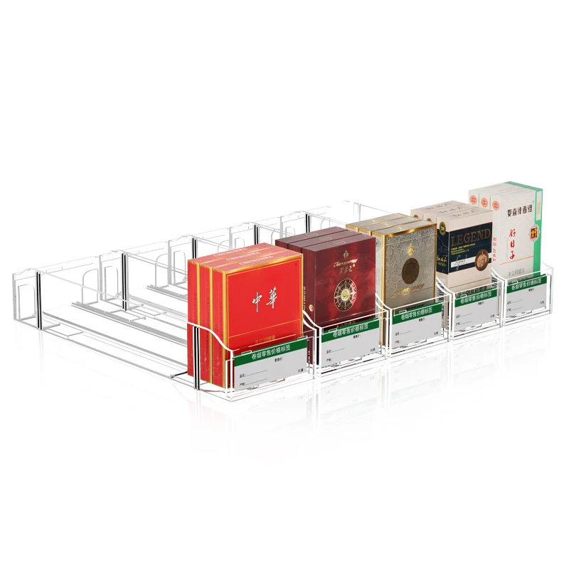 Acrylic Store Display Shelves Cigarette Display Case,Automatic Pushers Cigarette Display Holder Retail Counter for Market Store