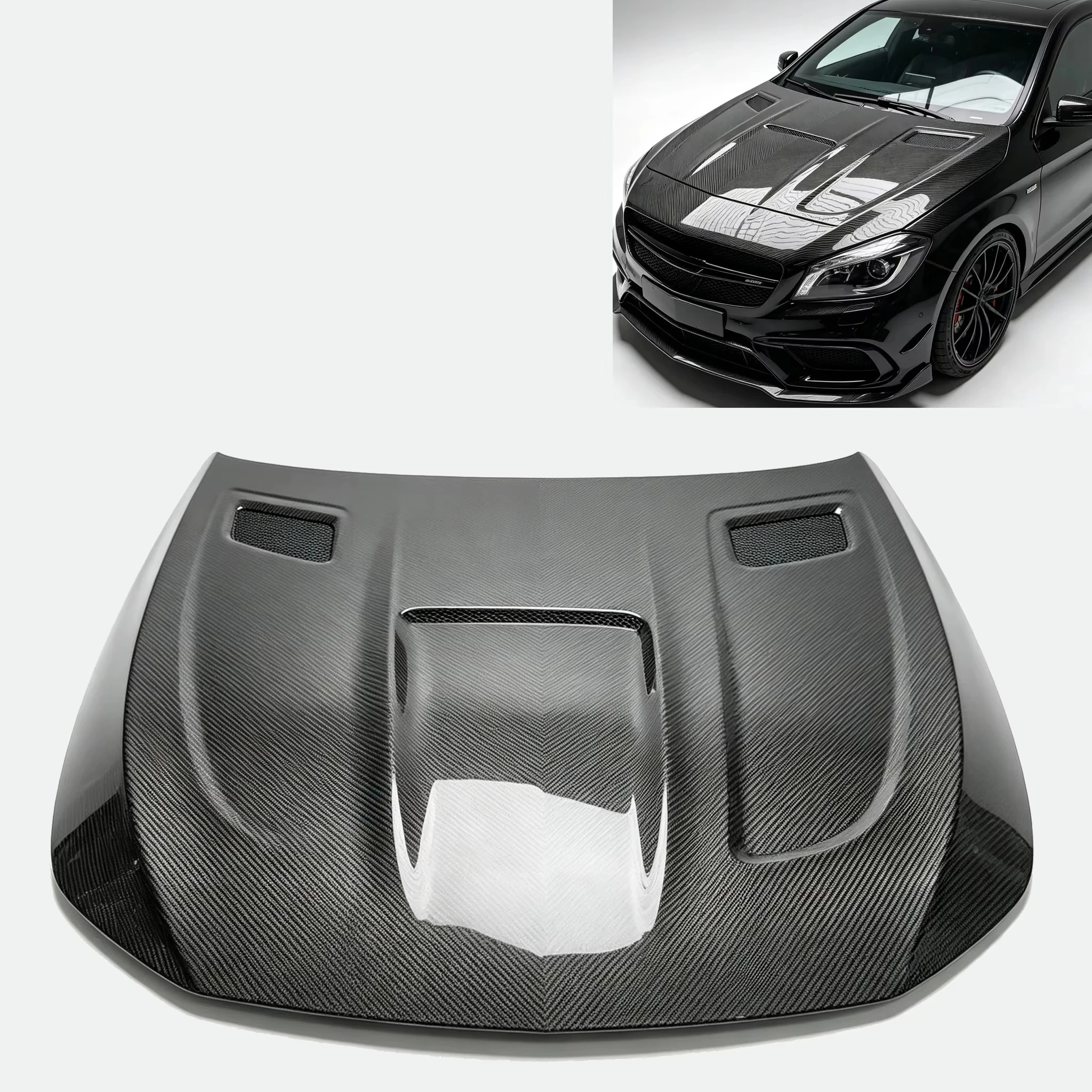 Carbon Fiber Vented Engine Hood Bonnet for Mercedes Benz A Class W177 A35 A45 AMG 2019-2025 Replacement Carbon Hood Racing
