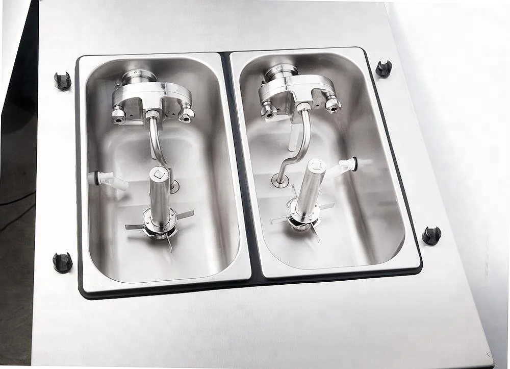 Nieuwe commerciële softijsmachine met 2 hooper-220V