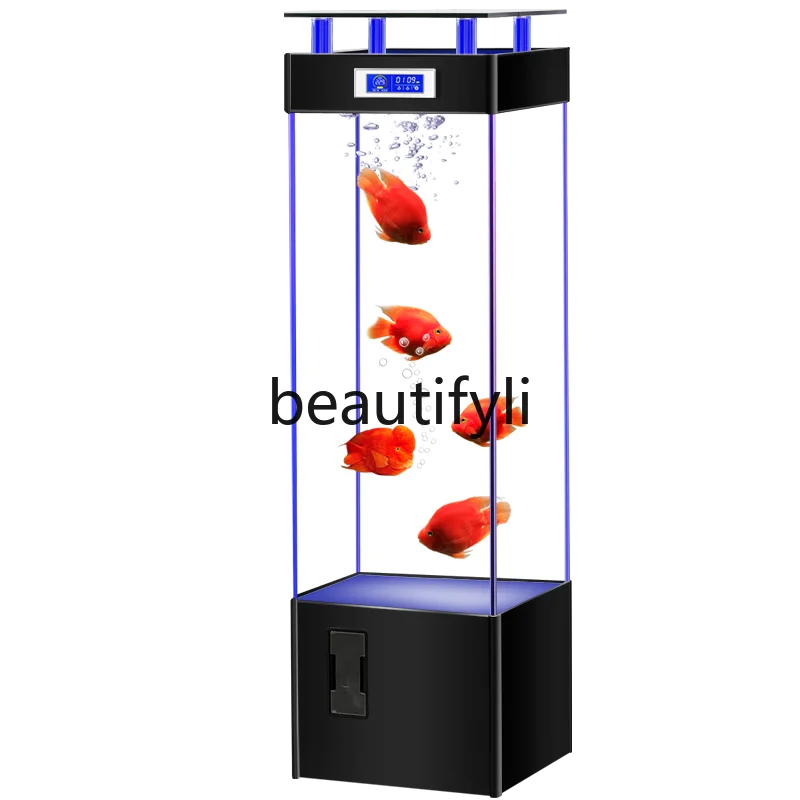 

Ultra-white glass fish tank lazy water-free household living room ecological goldfish aquarium