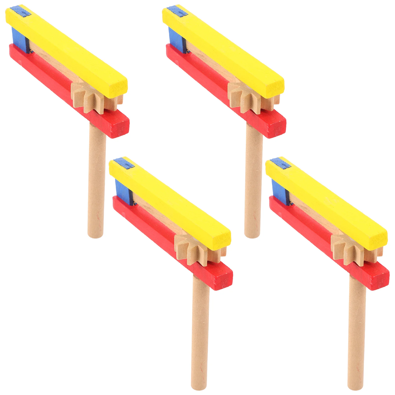 4 Pcs Educational Wood Castanet Wooden Musical Instruments Ratchets Percussion Long Handle Clapper Toy