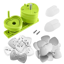 Heart Shape 57*53mm Button Maker Machine Mold With 100Set Button Parts For Pin Badge Press Maker Slide Rail Machine DIY Making