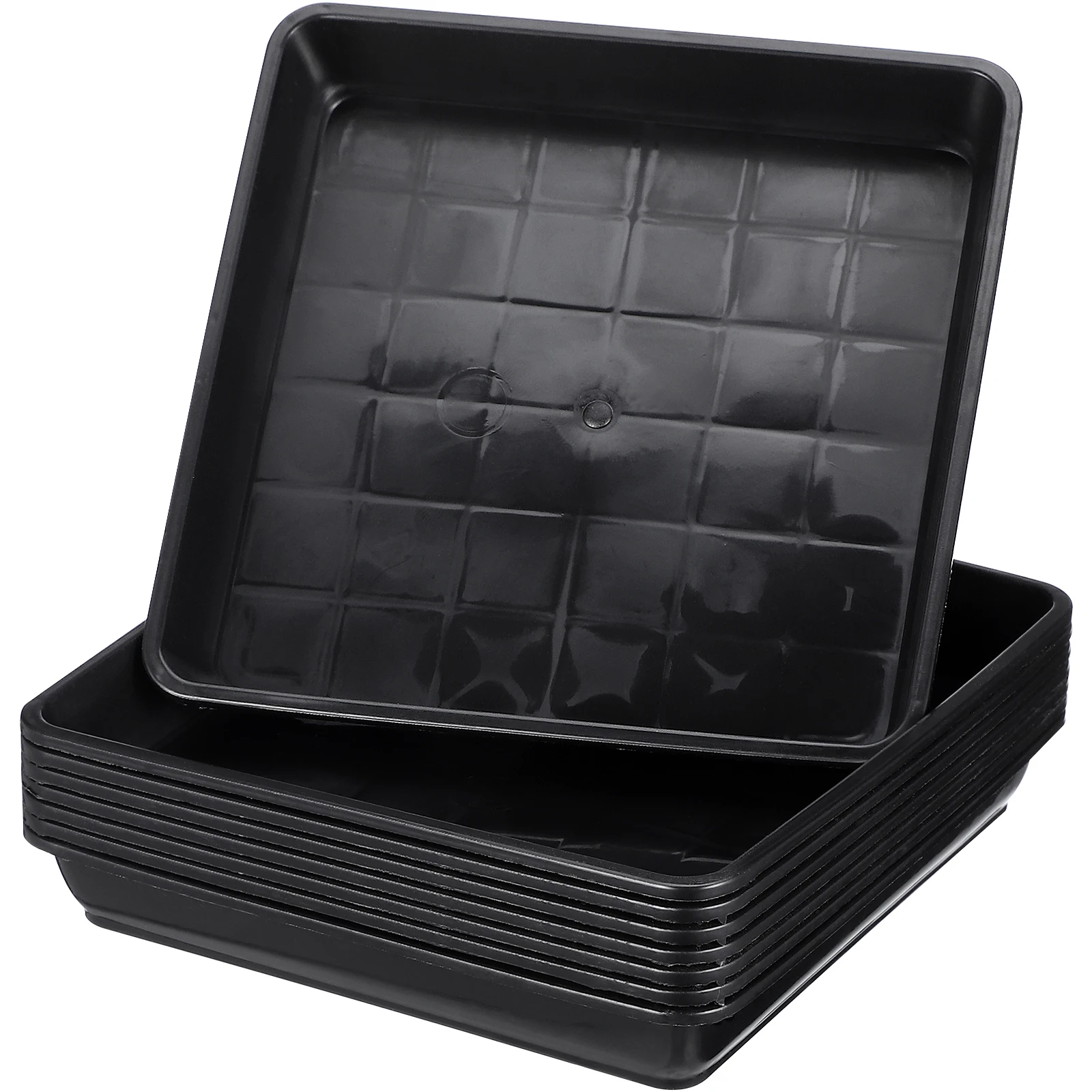 

8pcs Plastic Flower Pot Tray Lightweight Durable Square Planter Saucer Prevents Water Leakage Reusable Bonsai Trays
