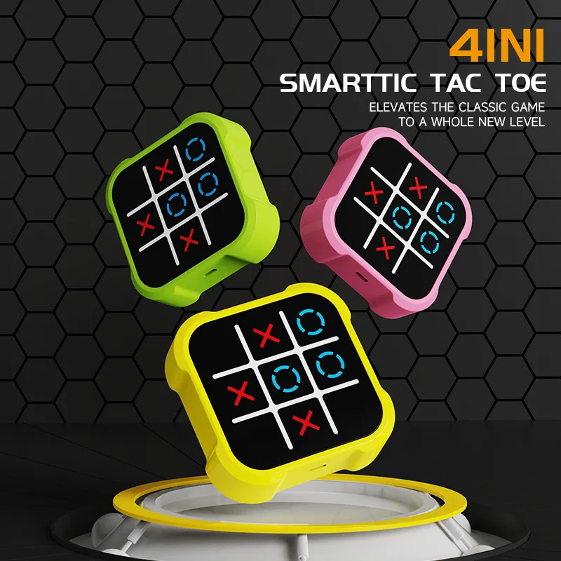 Portable TIC-TAC-TOE Electronic Game Multi-function Handheld Kid Puzzle Game Consoles 4 in 1 Table Board Game Toys Family Games