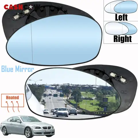 CASHCOW BMW E90 E91 E87 E88 2004-2009 E46 왼쪽 + 오른쪽 가열 미러 윙 블루 화이트 미러 백미러 광각 자동