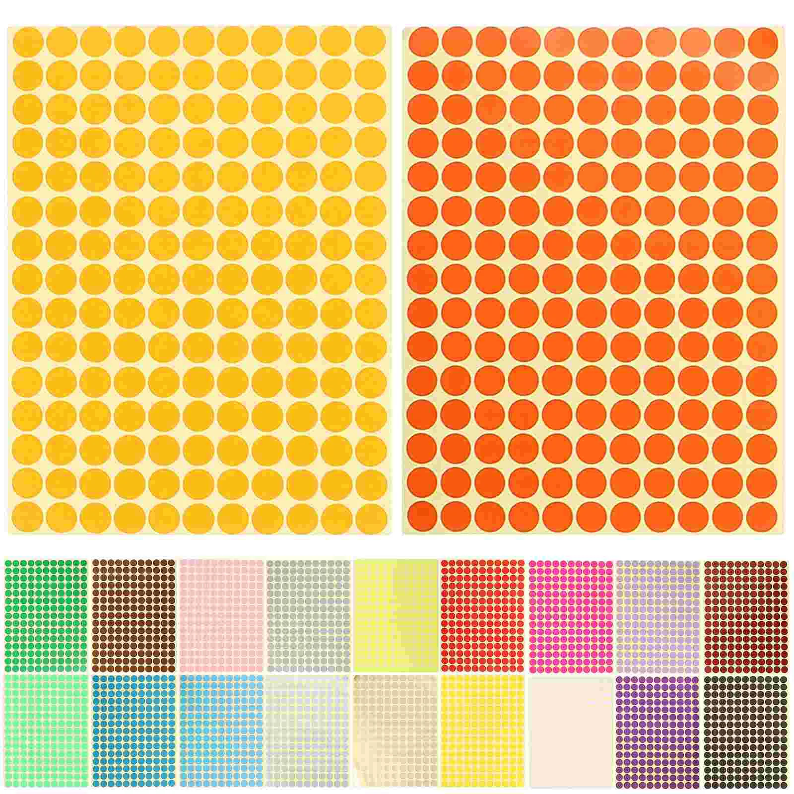 20 Sheets Color Round Sticker Labels Self-adhesive Small Dot Stickers Blank Colored Sticky