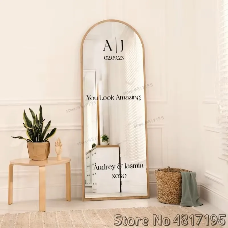 Autocollants Miroir De Mariage Personnalisés - Stickers Muraux Décoration Fête Mariage DIY