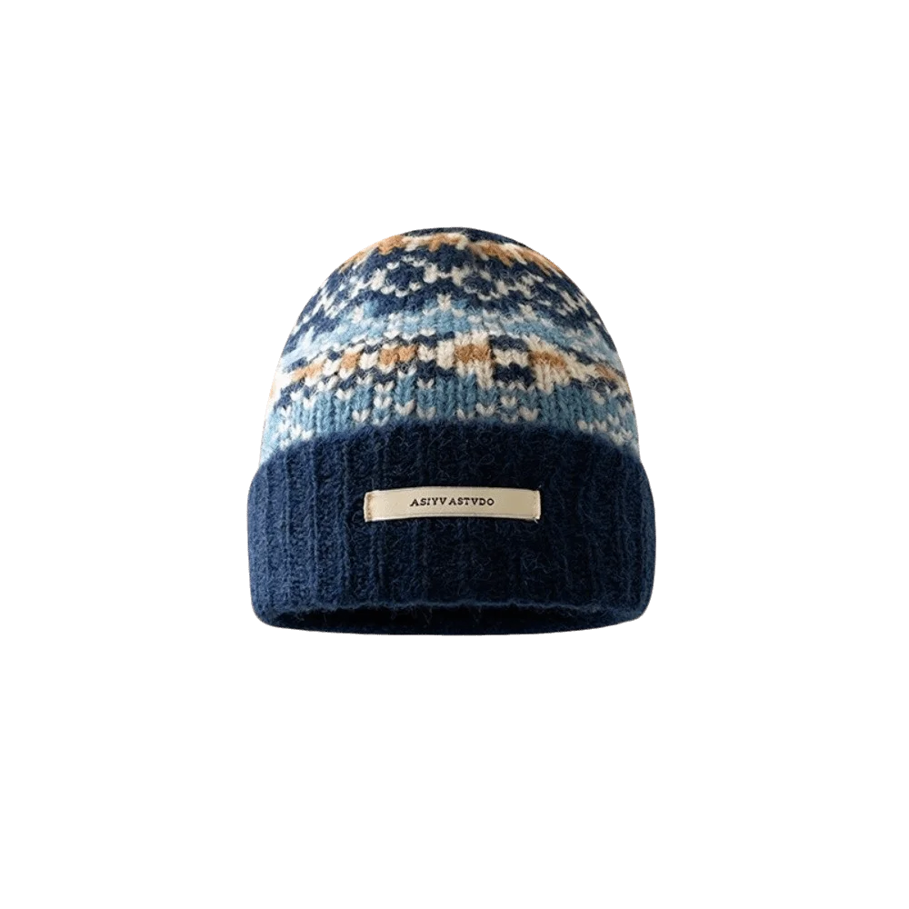 Solid Color Knitted Winter Hat Soft Knitted Color Contrasting Casual Beanies Retro Jacquard Cold Resistant Warm Knitted Hat