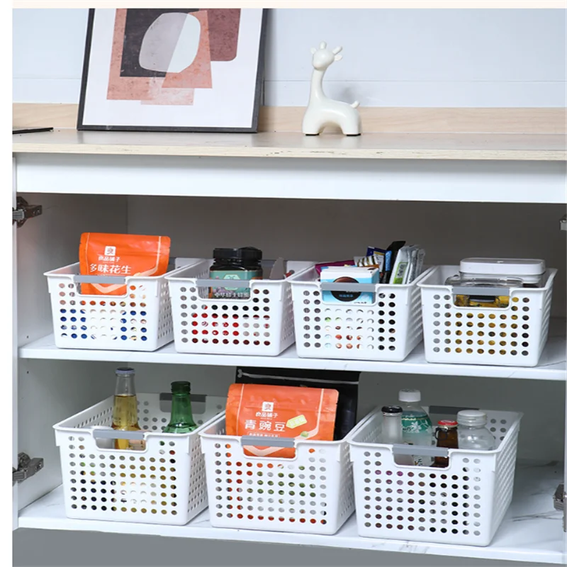 Household hollowed out storage basket for miscellaneous toys and cosmetics, desktop thickened plastic storage basket