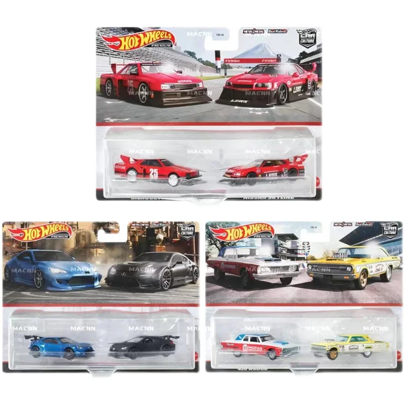 Oryginalna Hot Wheels kultura samochodowa Premium 2-pakowe zabawki dziecięce dla chłopców 1:64 Diecast MBK Van Nissan Skyline GTR Toyota Supra Ford