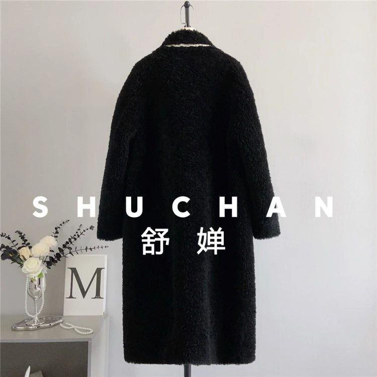 เสื้อโค้ทขนสัตว์แท้ 100% สำหรับผู้หญิง รุ่นใหม่ อุ่นสบาย ทรงยาว คอเหลี่ยม เสื้อโค้ทฤดูหนาวสำหรับผู้หญิง จัดส่งฟรี