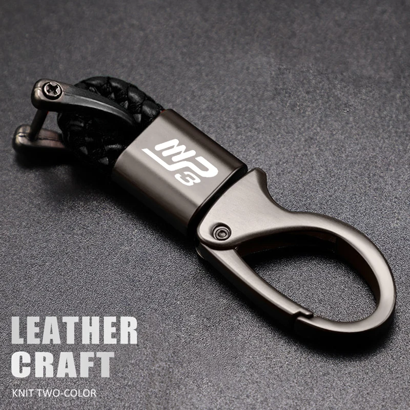 For Piaggio MP3 250 300 500 MP3300 MP3500 HPE Sport Scooter 2022 2023 New Motorcycle Hand Woven Leather Keychain Metal Keyring