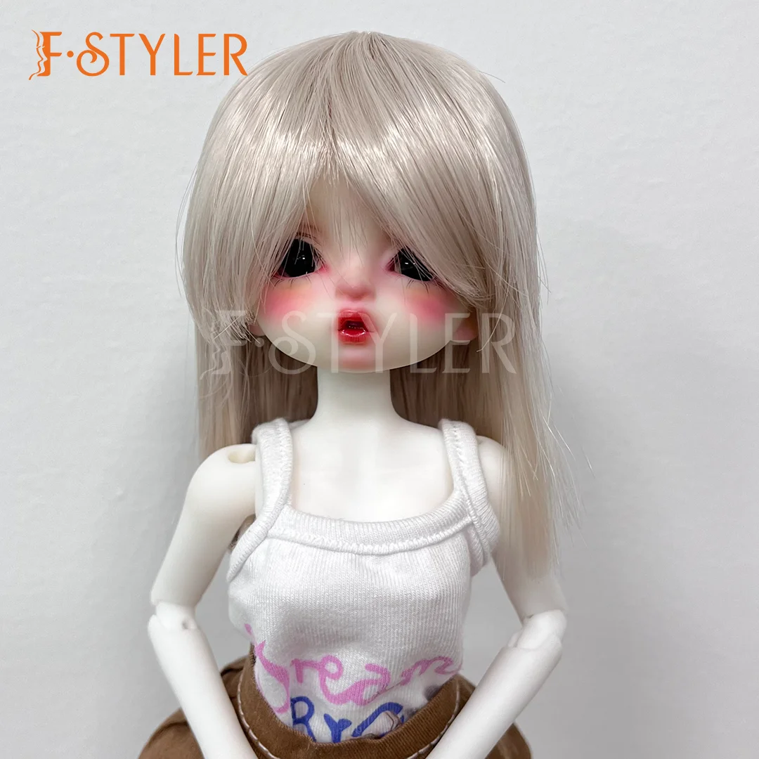 

FStyler 1/6 Wig Medium Straight Hair High Temperature Fiber Wigs BJD Dolls Wig with Bangs 1/6 Silky Hair Toys Doll Accessories