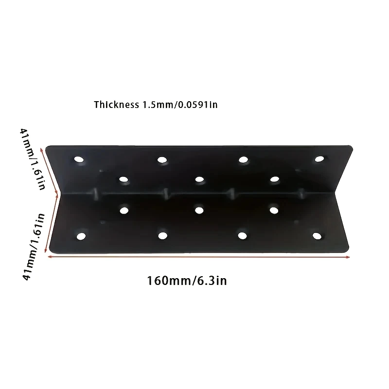 60Pcs 160mm Heavy Duty L Corner Brackets with 56 Screws, 90 Degree Angle Iron Bracket for Garden Fence, Bed Frame, Shelf Conn
