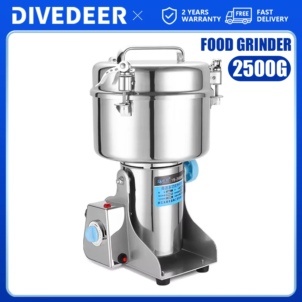 2500g Electric Grains Spices Hebals Cereals Coffee Dry Food Grinder Mill Grinding Machine Gristmill Flour Powder Crusher