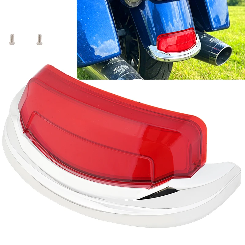 Motorcycle Rear Taillight Chrome Bezel Red Lens Housing Kit for Harley Touring Street Electra Road Glide FLHR Ultra 2014-2026