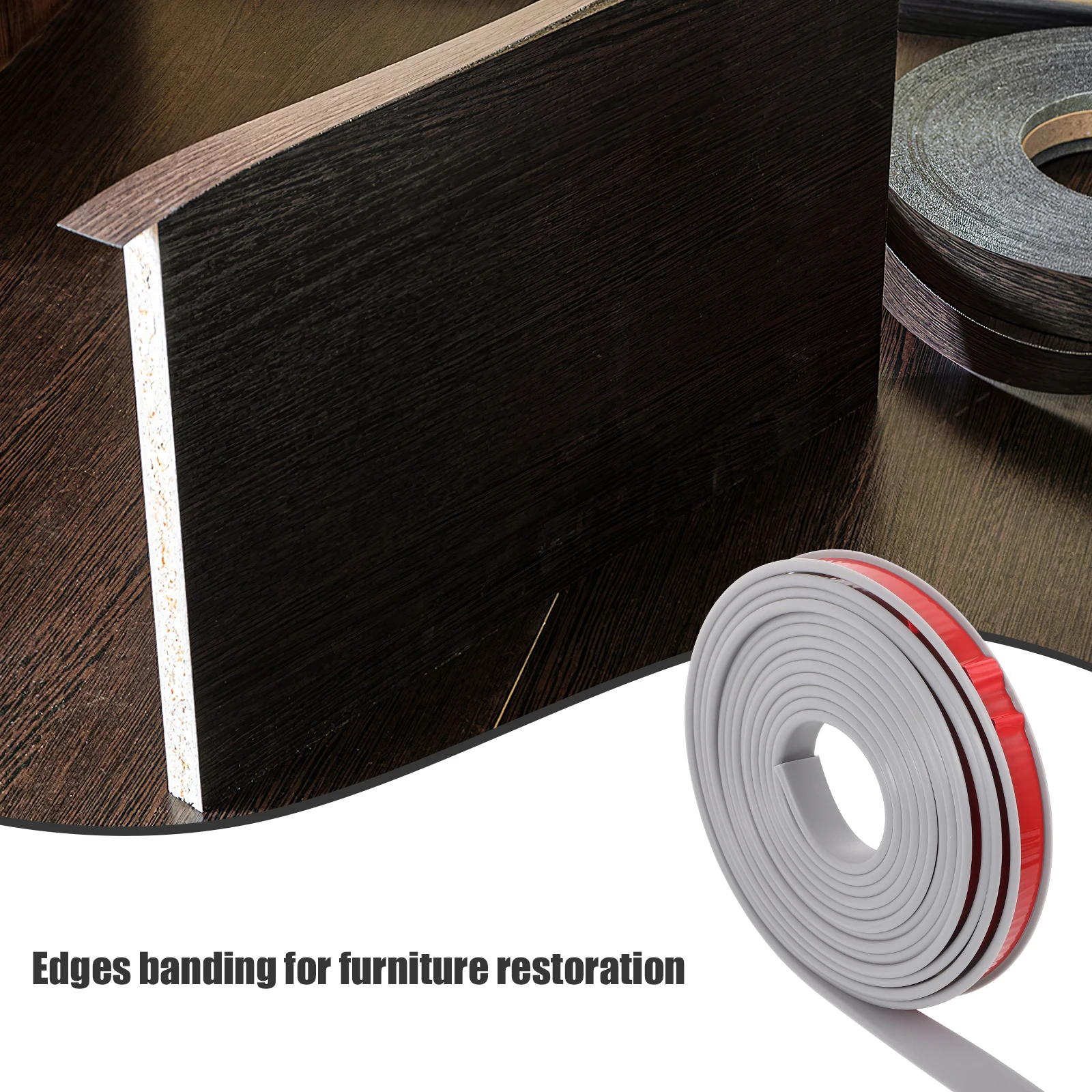 

16mm Gray Self Adhesive Furniture Edge B Strip 5m Cabinet Wardrobe Edging Veneer Tape Counter Trim Restoration