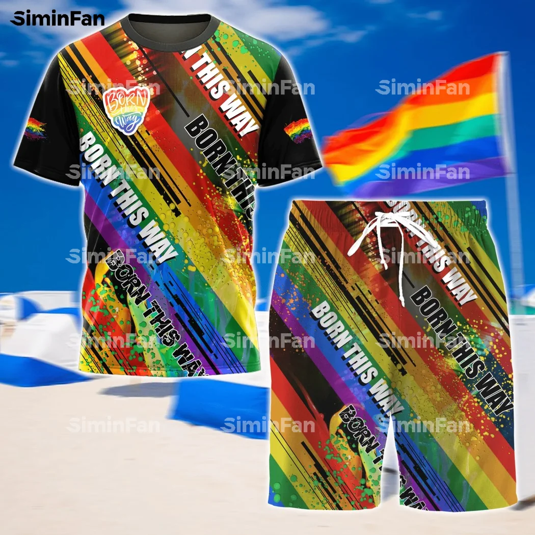 Lgbt orgulho jesus arco-íris 3d impresso camisa dos homens calções de bordo definir ternos de verão feminino camiseta topo treino de duas peças esportivas 1