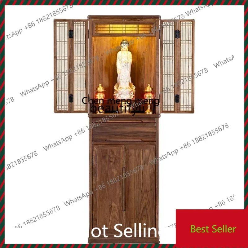 

K182xxBlack Walnut 48 Buddha Niche with Door Altar Buddha Shrine Household Modern Affordable Luxury Altar Cabinet