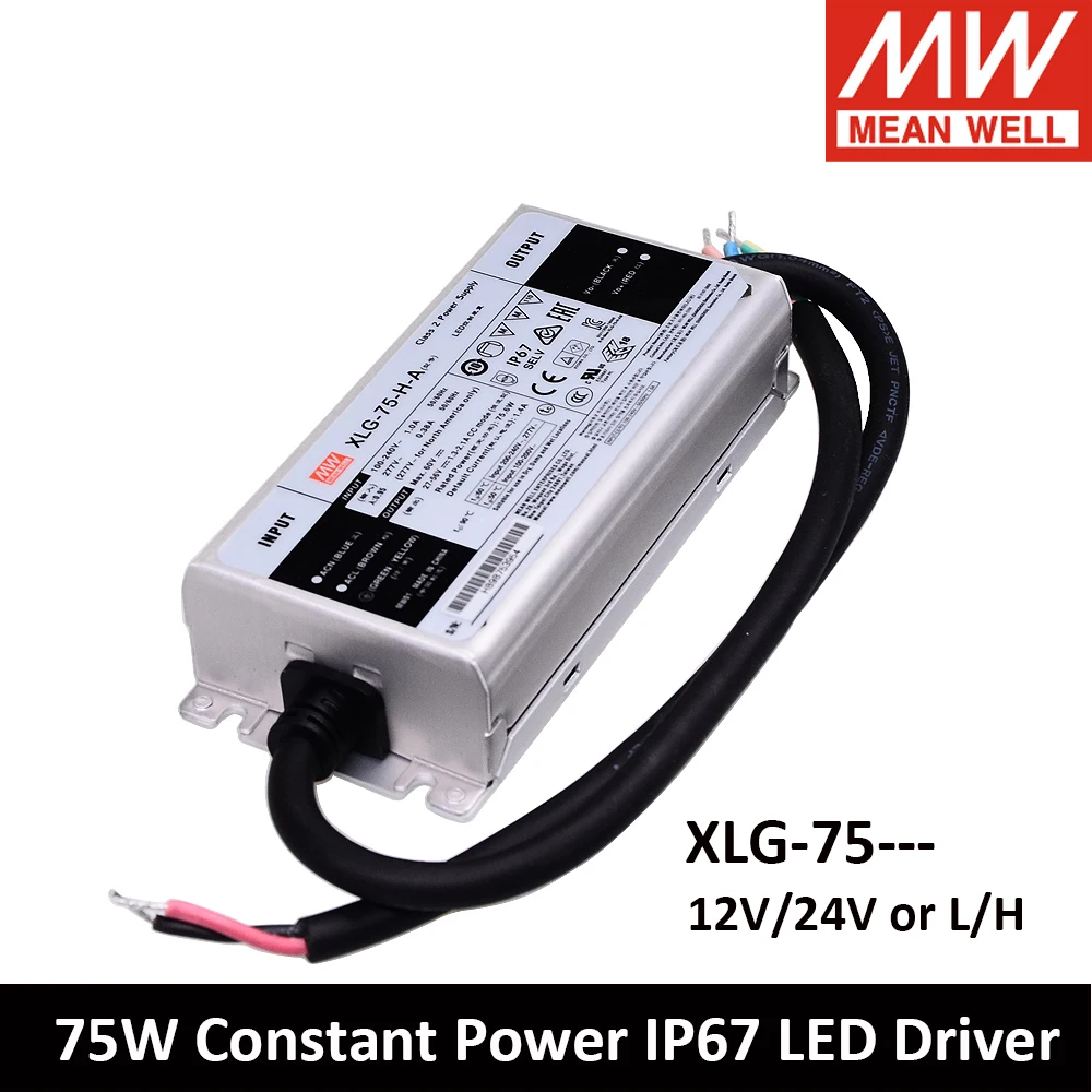 Mean Well XLG-75 12V 24V 27-56V 700mA 1400mA 75W Switching Power Supply IP67 LED Driver XLG-75-H-AB For Bay/Stage/Plant Light