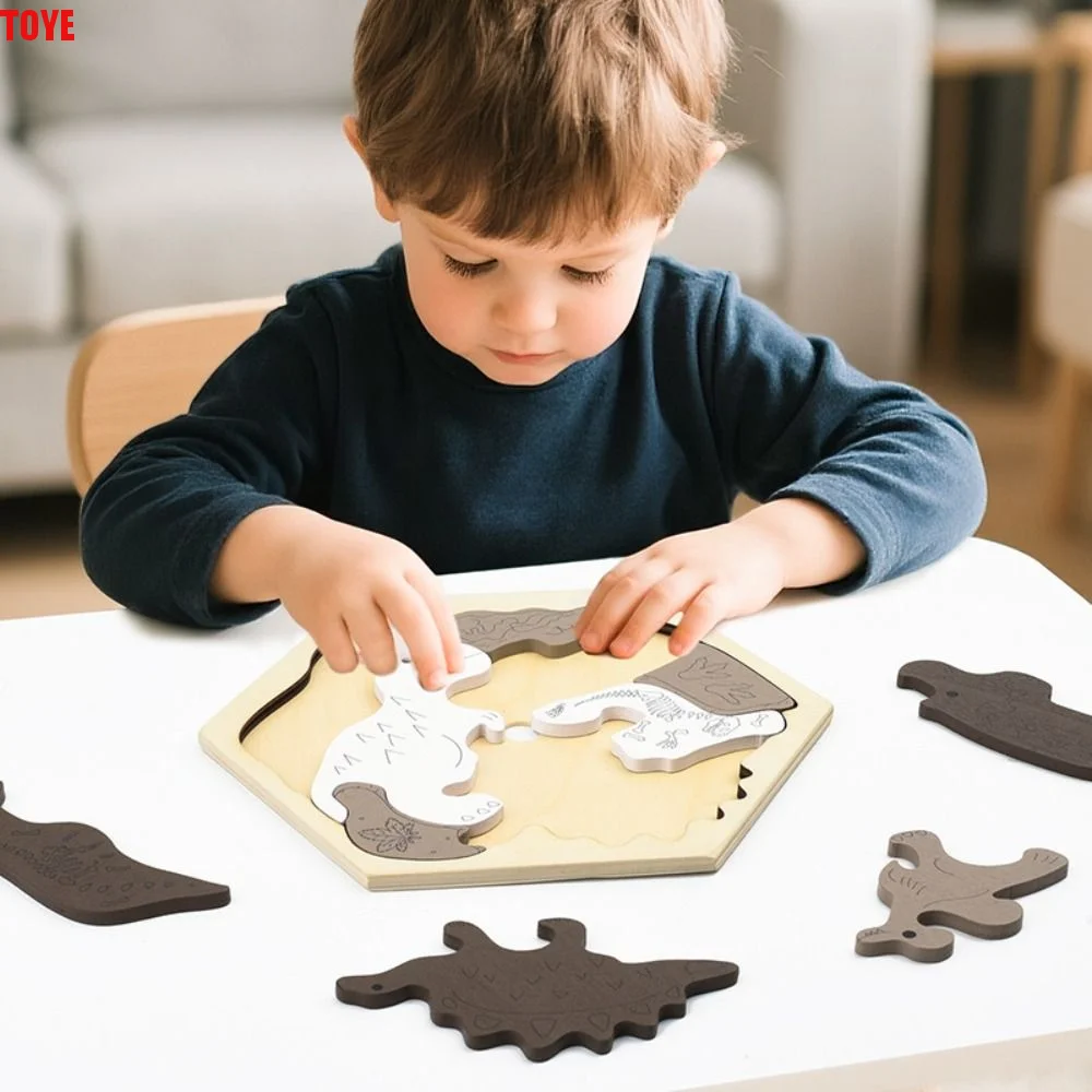 Rompecabezas de Madera de Dinosaurios, Animales de Granja, Decoración del Hogar, Frutas, Animales del Bosque, Rompecabezas Irregular Único para Ensamblar