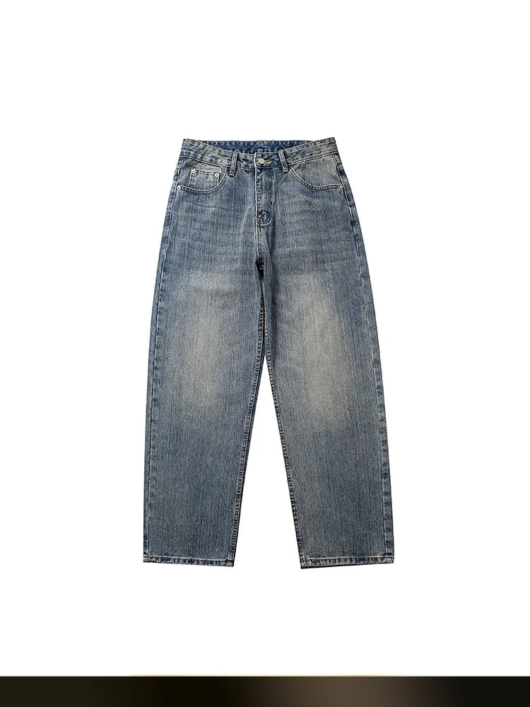 

American Retro Waed Bamboo Denim Jeans Men Spring New Loose Straight Cotton Casual Long Pants Youth Trendy