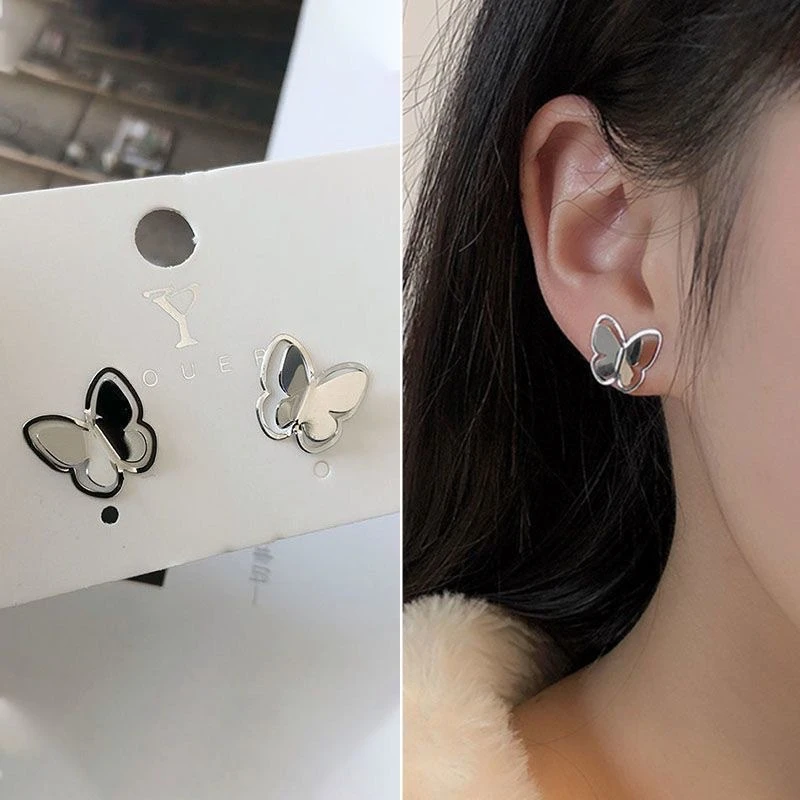 2024 Fashion Colorful Hollow Butterfly Stud Earrings for Women Luxurious Crystal Earrings Party Jewelry Valentines Day Gift