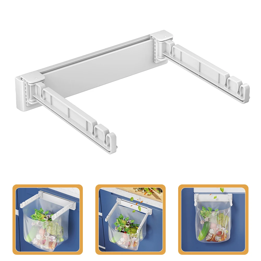 ถังขยะแบบพับได้ผู้ถือ Rack สีขาวติดผนังถุงขยะขาตั้ง MULTI FUNCTION KITCHEN Cabinet อุปกรณ์เสริมถุงขยะ