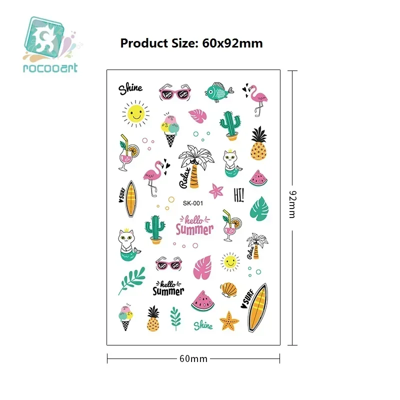 Zomerelementen Nagelstickers Hawaii Folie Nail Art Stickers Fruit Flamingo Ontwerpen Voor Meisjes Vakanties Stickers