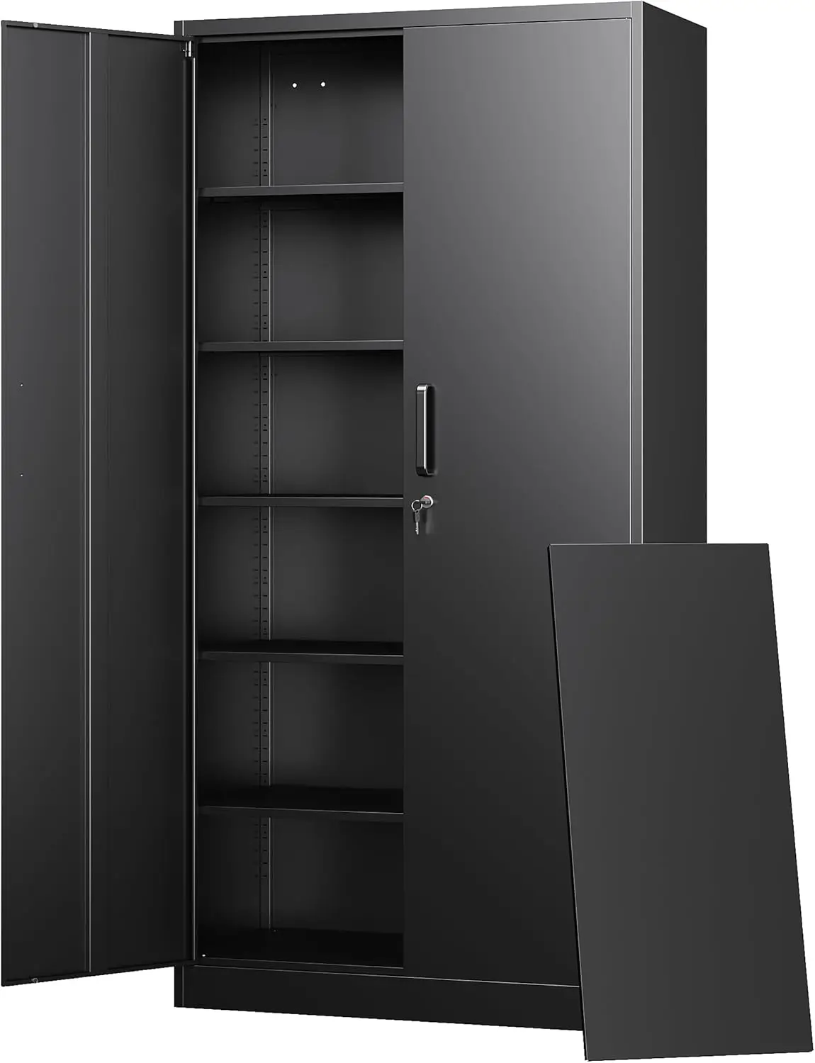 

Metal Storage Cabinets with Lock Doors,Tall Locker Organizer Steel Garage Cabinets, 5 Adjustable Layers Shelves for Home