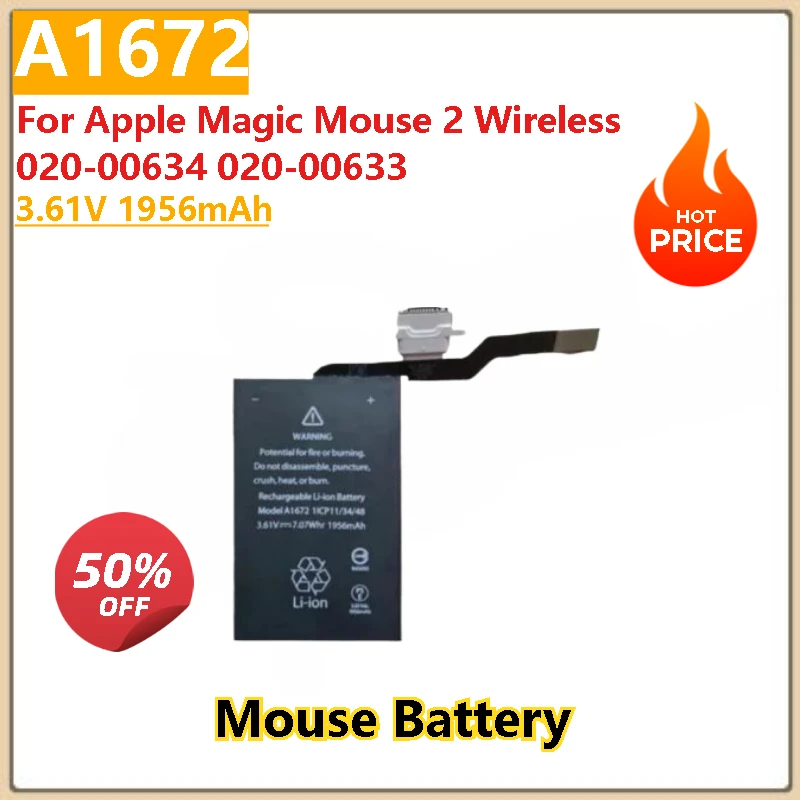 

100% New 3.61V 1956mAh A1672 A1657 (2nd) Replacement Mouse Battery For Apple Magic Mouse 2 Wireless 020-00633 020-00634