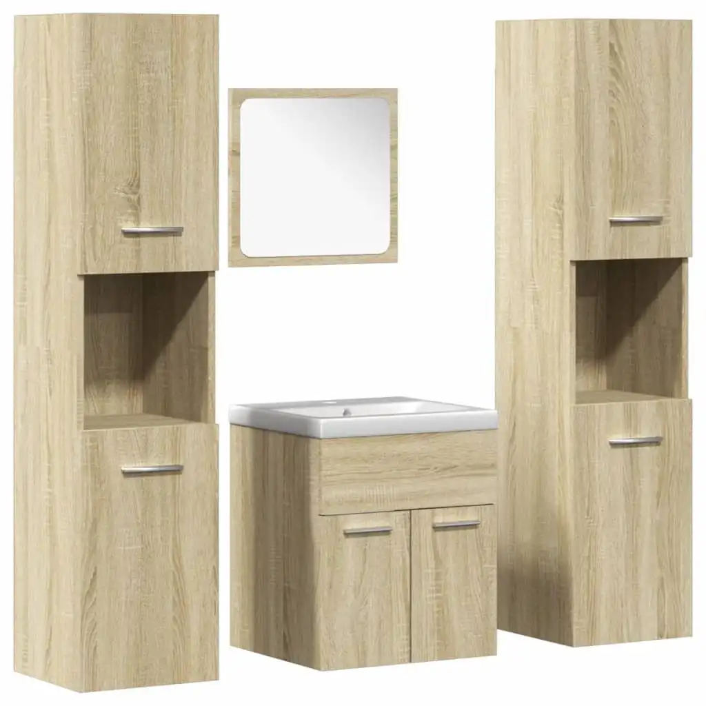 vidaXL Ensemble de meubles de salle de bain 5 pièces chêne sonoma