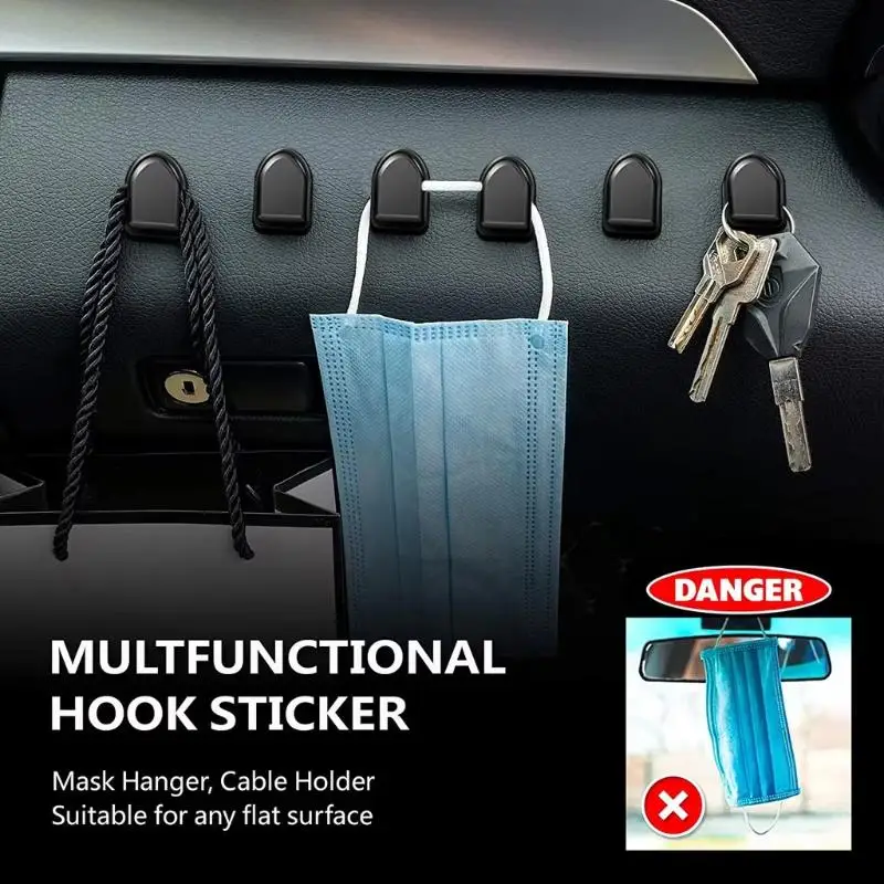 1/10Pcs Auto Accessories Mini Car Hooks Interior Storage Holder For USB Cable Headphone Key Self-Adhesive Wall Hanging Hook