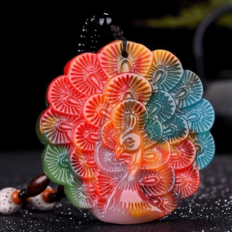 

Натуральный цветной нефритовый кулон в виде павлина Нефритовый кулон Ювелирные изделия Антикварный взрыв (веревка с случайным узором)