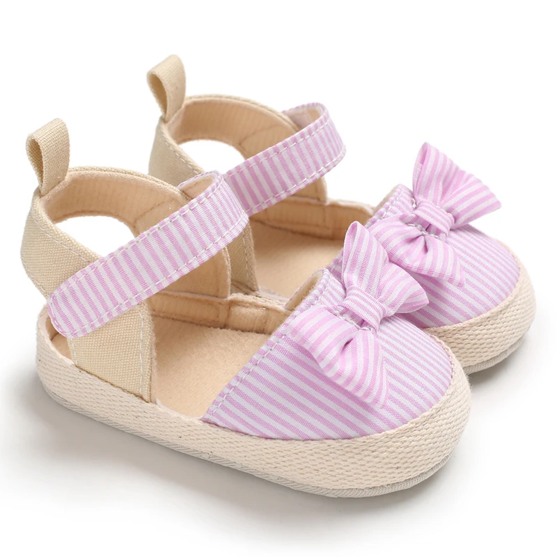 Summer Newborn Toddler Baby Shoes Boy Girl Baby Crib Shoes Princess Flower Bow Baby Cotton Sole First Walker Sneaker 0-18 Months