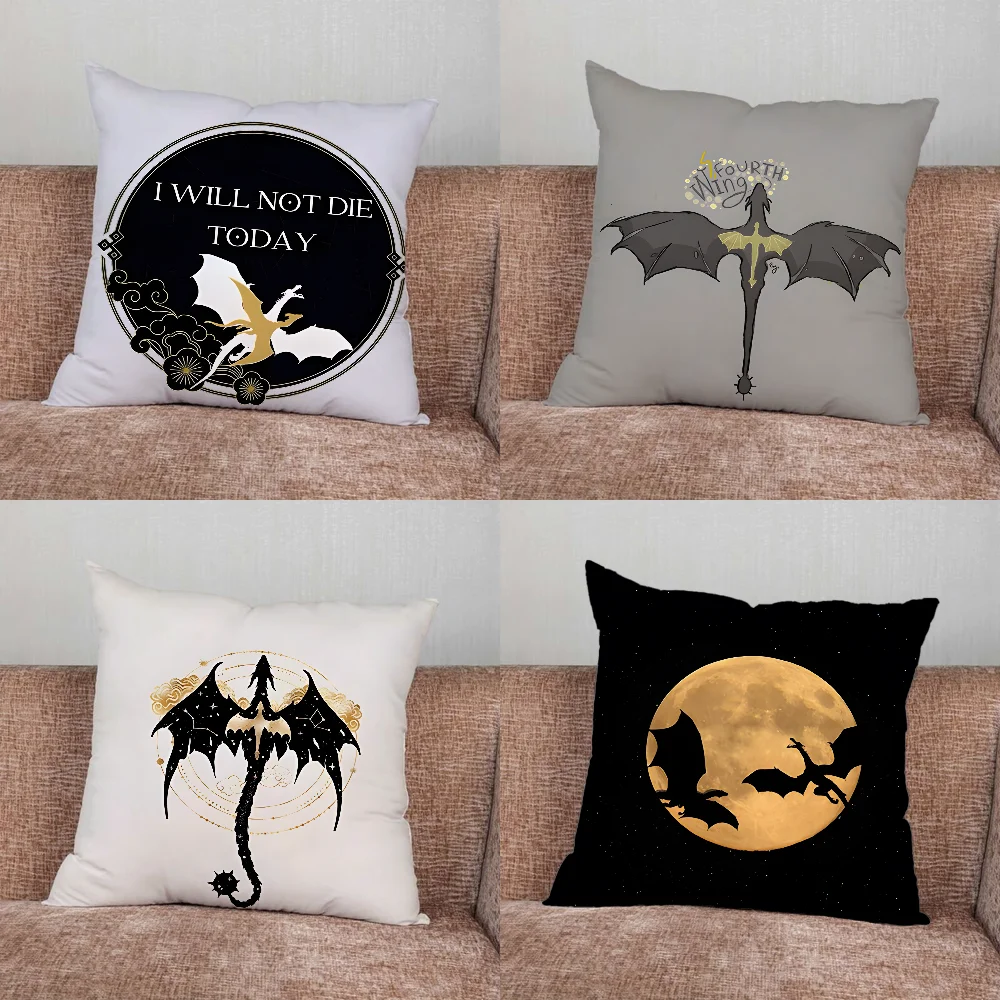 Books F-Fourth Wing Iron F-Flame Pillow Case For Home Bedroom Car Office Decoration Living Room Sofa Cushion Cover Suitable