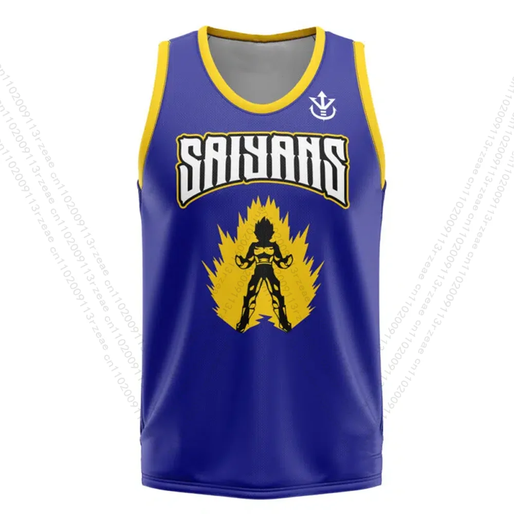 Saiyan Vegeta 드래곤 볼 Z 일본 애니메이션 탱크 탑 남자 코스프레 프린트 체육관 저지 캐주얼 통기성 스포츠 키즈 농구 조끼