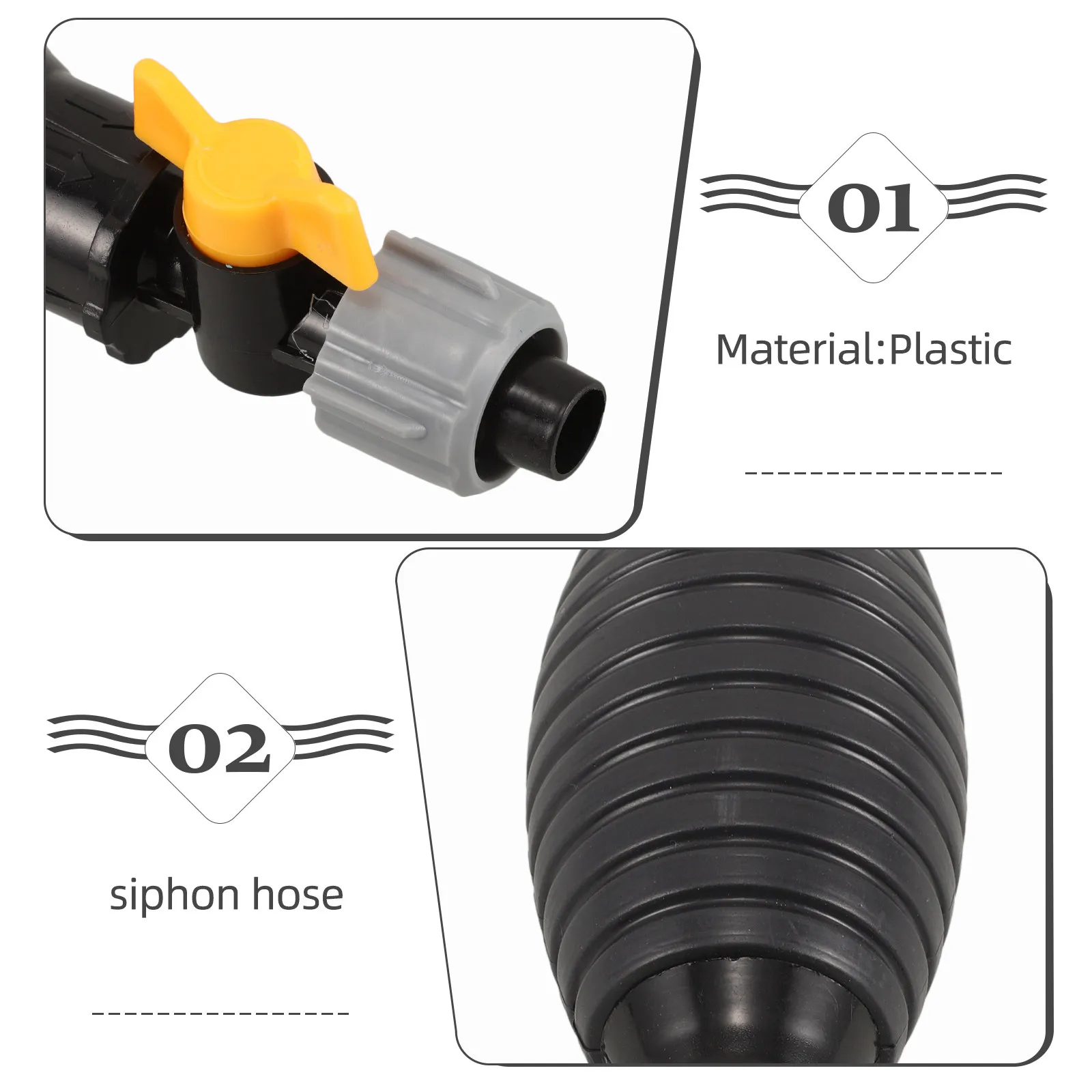 

Portable Fuel Siphon Pump Manual Liquid Transfer Tool with Self Priming Bulb for Automotive Gas Oil Water Extraction