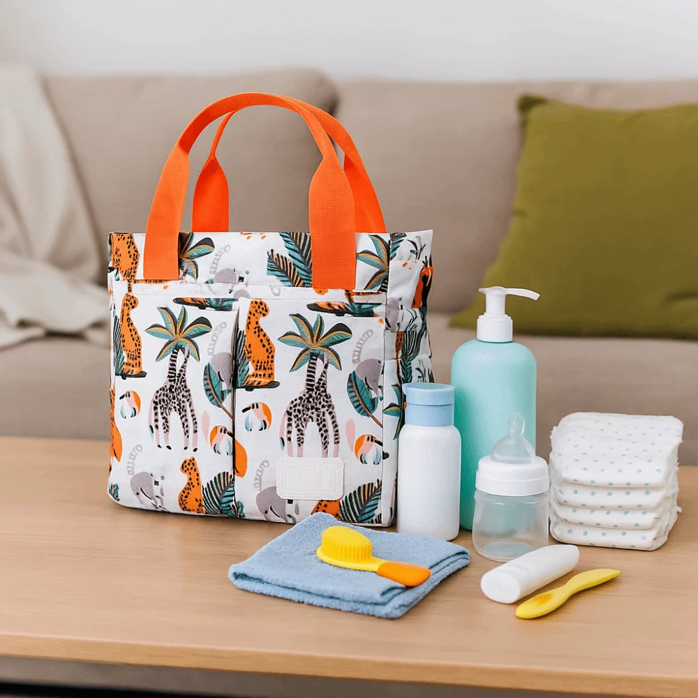 

Fashion Printed Mommy Bag Wide Opening Waterproof Baby Diaper Bag Large Capacity Lightweight Baby Nappy Bag for Babies