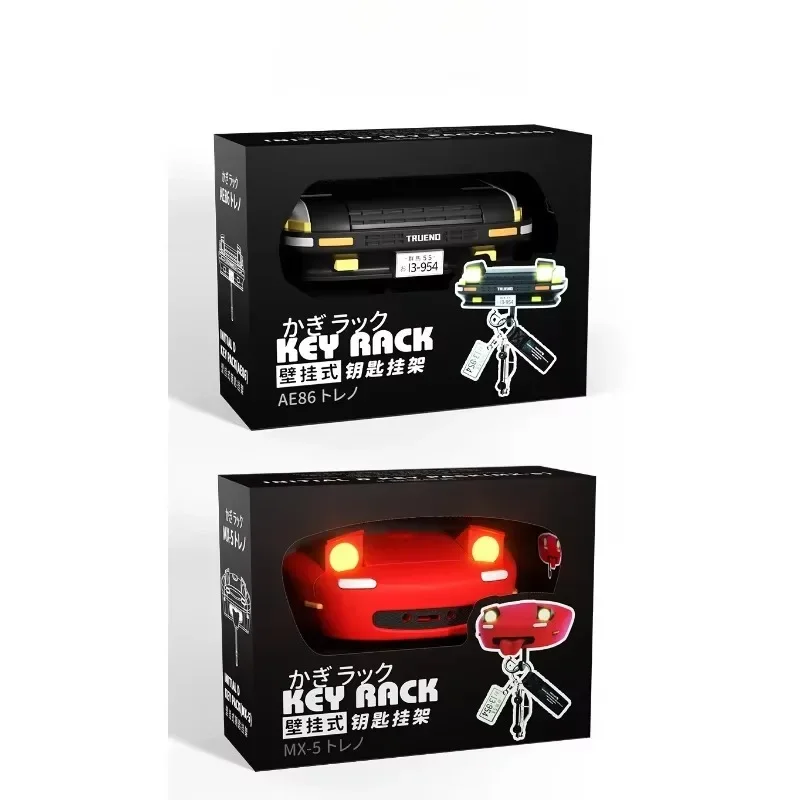 AE86 Car Pop-up Headlight Keychain Key Holder Anime Initial D Pendant Keyring Car Accessories Creative Gift for Men Boys