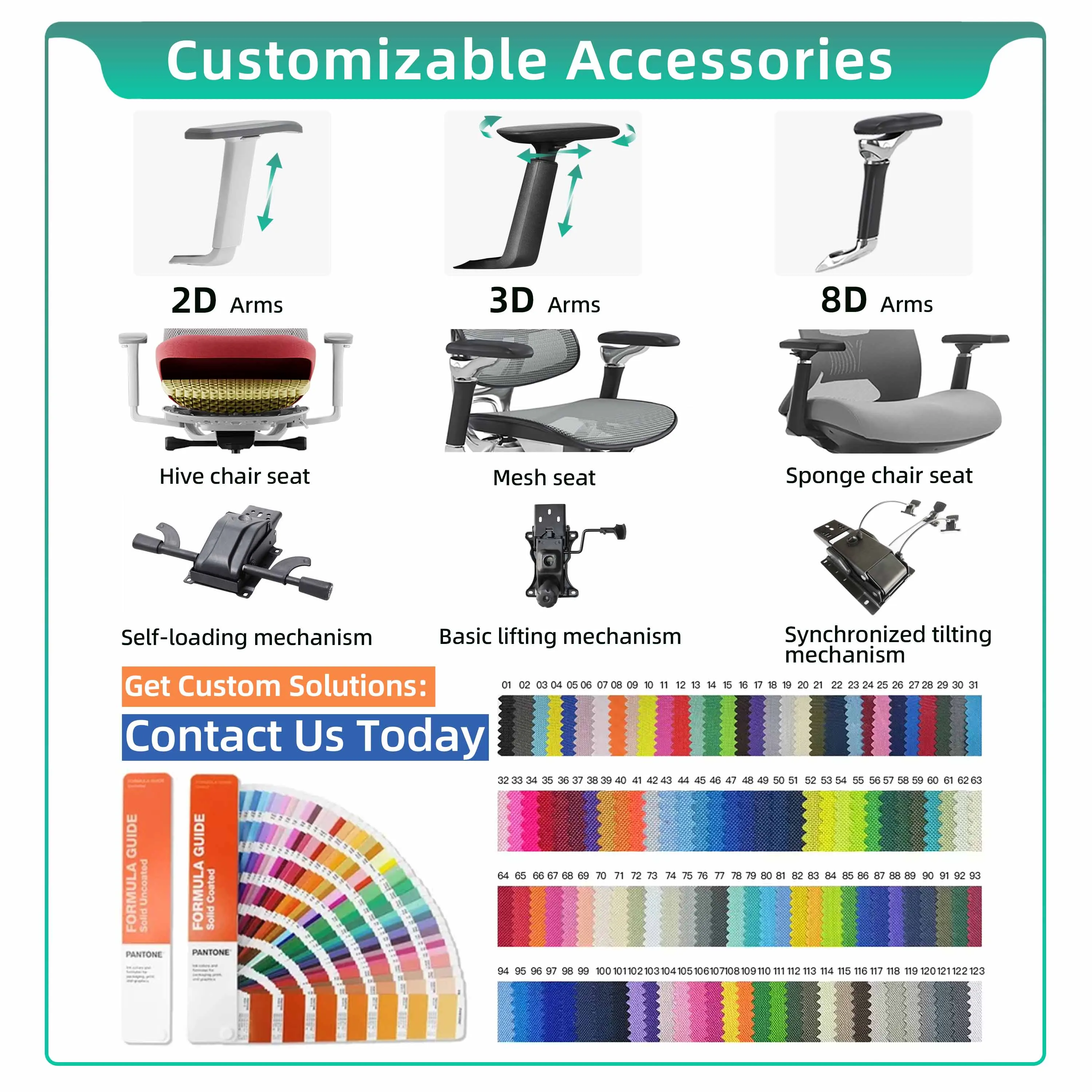 Kursi Kantor Ergonomis ForFor S2-GM, Furnitur Eksekutif Rumah yang Nyaman, Desain Putar Berbahan Jaring dan Kain Tangga