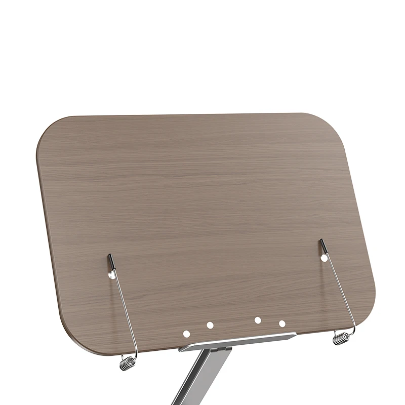 HR06 Tempat Buku Kayu Walnut Aluminium 360 Tempat Buku Baca Lengan Panjang Dapat Disesuaikan Tinggi Putar untuk Meja
