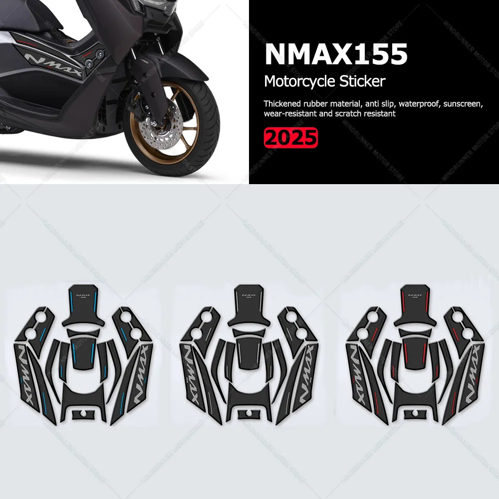 For NMAX155 2025 Motorcycle Accessories Rubber Tank Pad Stickers Kits Protection Thicken Stickers Body Anti Slip Protection