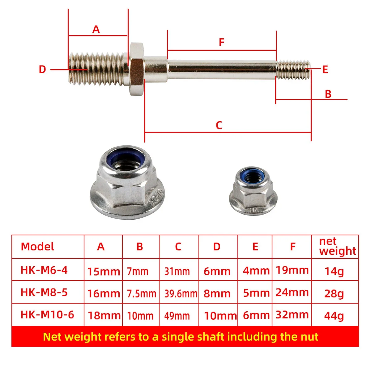 1 jeu d'essieux de roue, arbre en acier avec écrous d'arrêt, diamètre 4/5/6/MM, ensemble de train d'atterrissage, filetage M6/M8/M10, pièces de rechange pour modèle d'avion RC