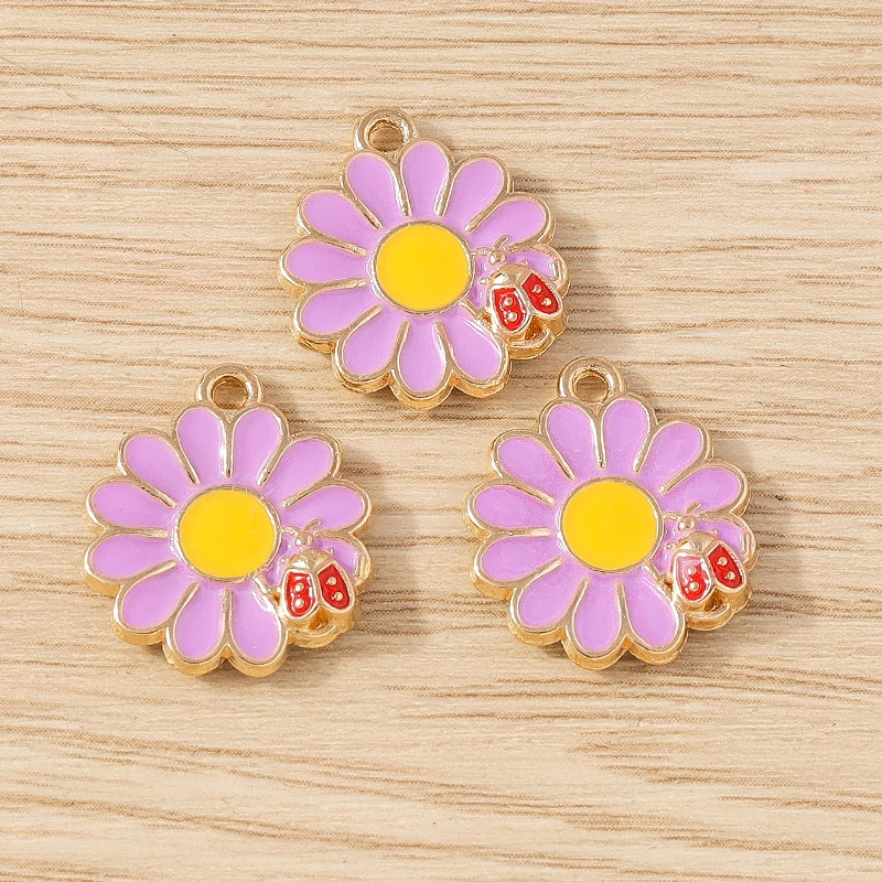 10 Stück 17 x 19 mm modische Emaille-Sakura-Blumen-Charms-Anhänger für Schmuckherstellung, Halsketten, Ohrringe, Armbänder, Bastelbedarf – Detail 27