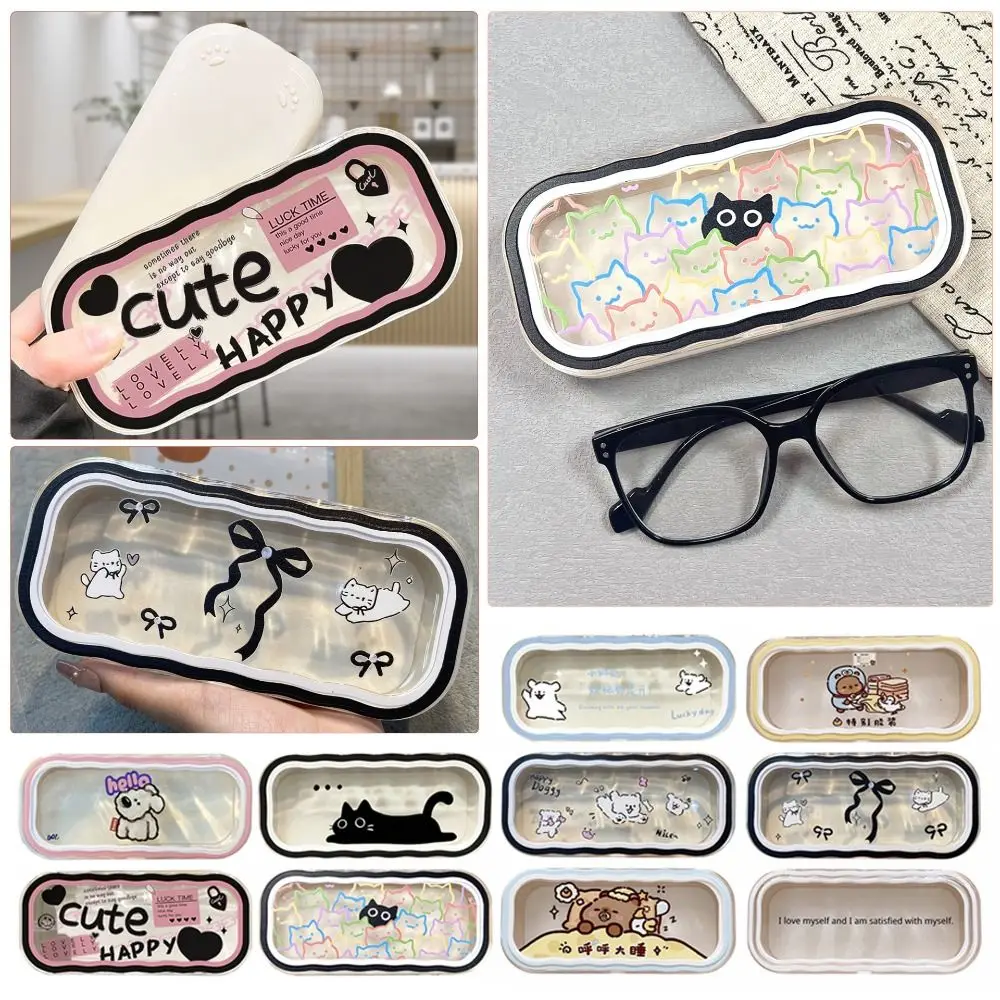 

Plastic Puppy Glasses Case Cartoon Animals Transparent Sunglasses Storage Box Portable Visible Glasses Protective Case Gifts