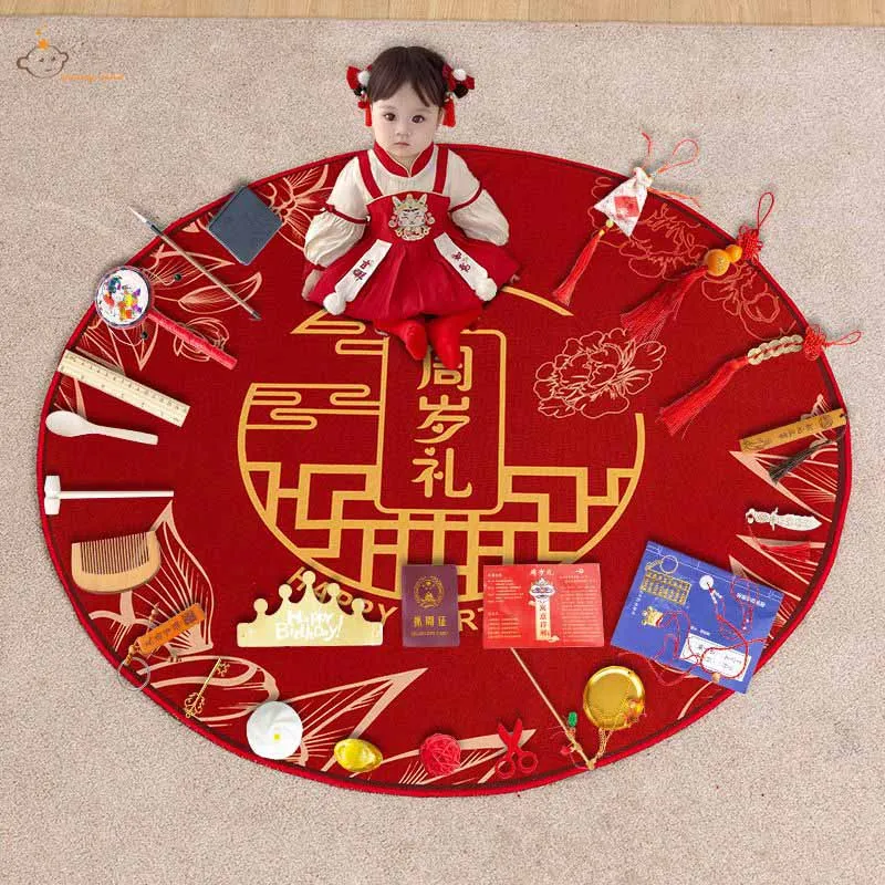 Baby ZhuaZhou Prop Supplies Set Rabbit Baby's Birthday Decoration Chinese Floor Mat Baby Birthday Gift Lottery Set