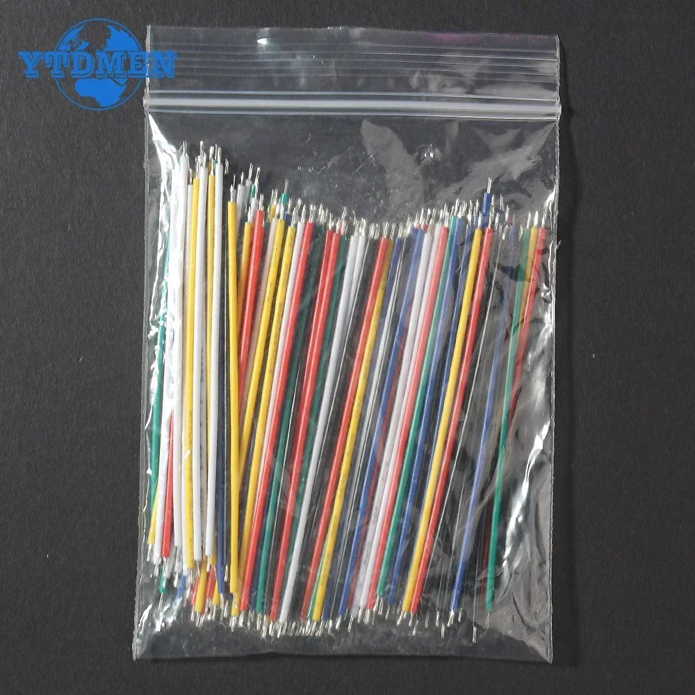 120 Uds. Cable de soldadura PCB de placa de pruebas estañada de 6 colores 24AWG / 26AWG Cable de puente Kit DIY cables electrónicos de alta calidad